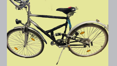 Bekanntmachung Fahrrad schwarz-silber, Marke unbekannt