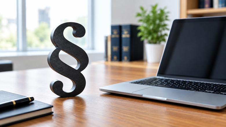 Paragraphensymbol auf Schreibtisch